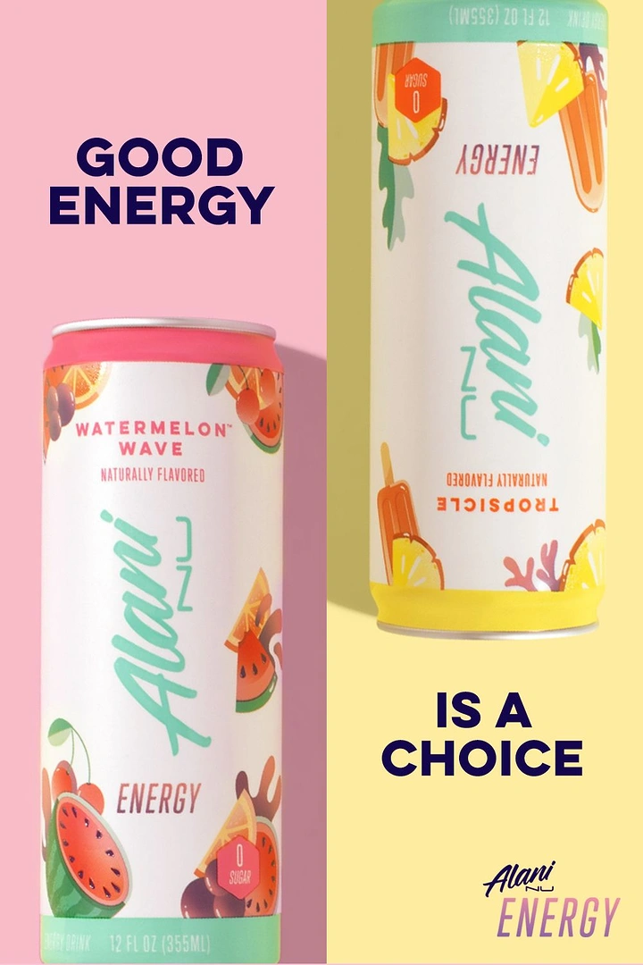 Energy & Sports Drinks creative ad: Split layout visualizes energy choice
