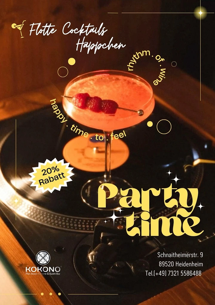 Bars & Pubs creative ad: Turntable party-time cocktail concept