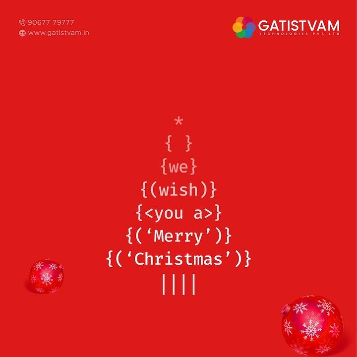 Christmas creative ad: Christmas tree built from code syntax brackets