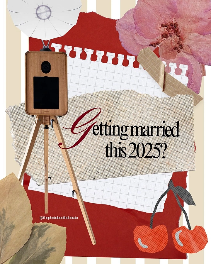 Photo Booth Rentals creative ad: Wedding collage turns booth into centerpiece