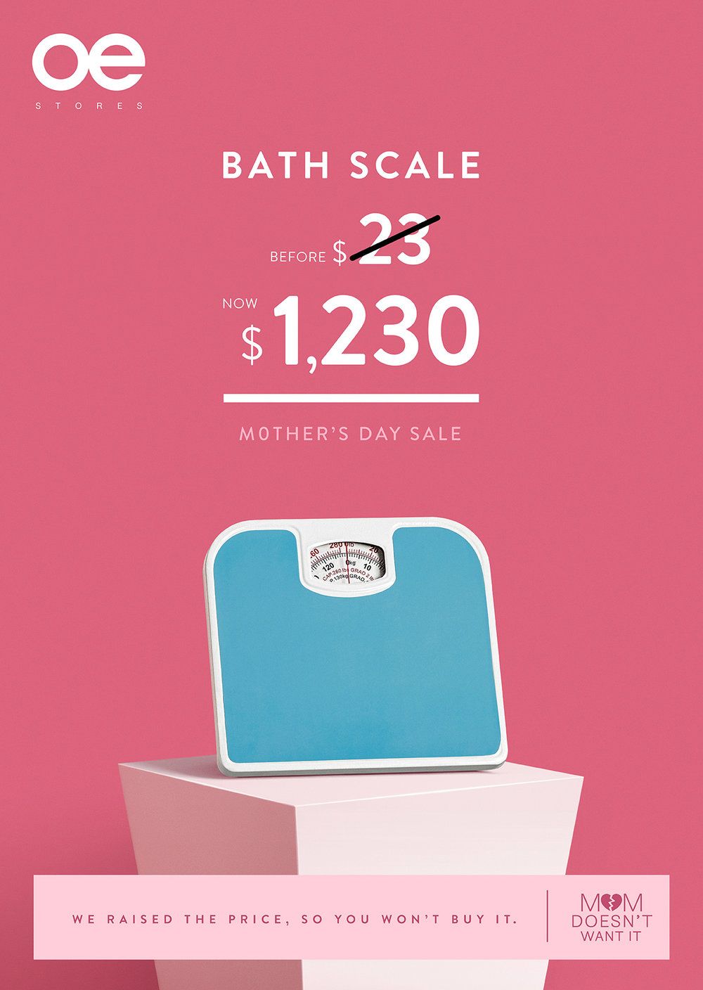 Blue bathroom scale on a white pedestal