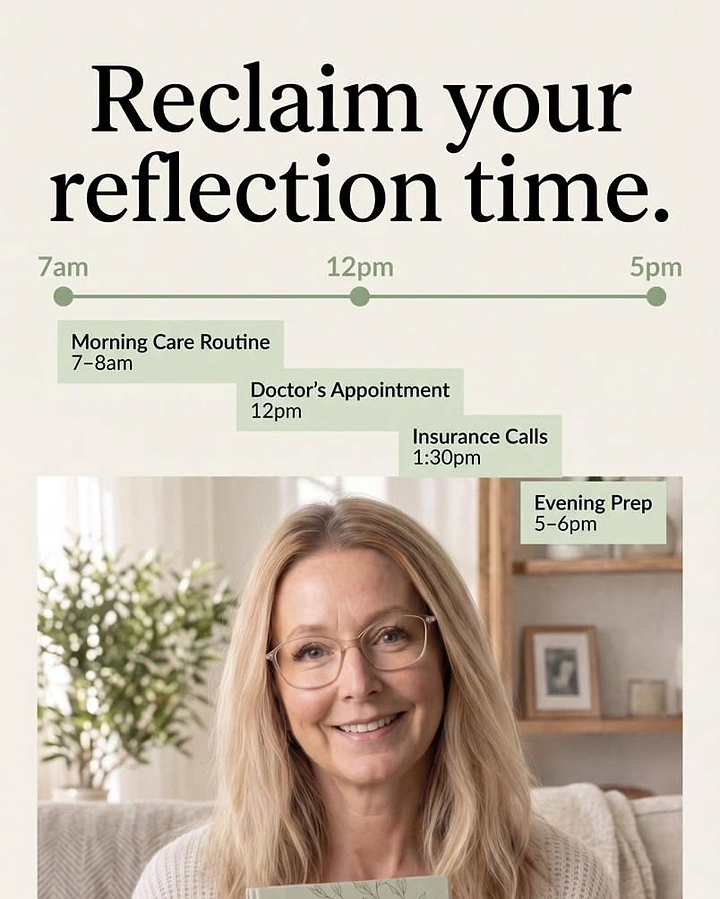 Senior Care creative ad: Day timeline over portrait, reclaimed time