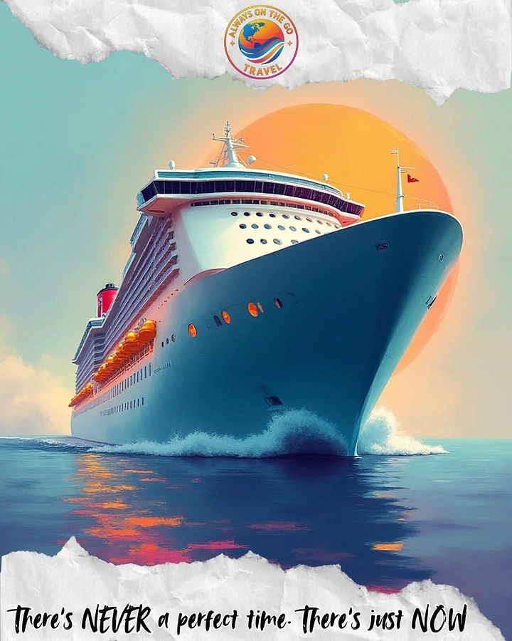Cruises & Cruise Lines creative ad: Ship breaking through torn-paper frame