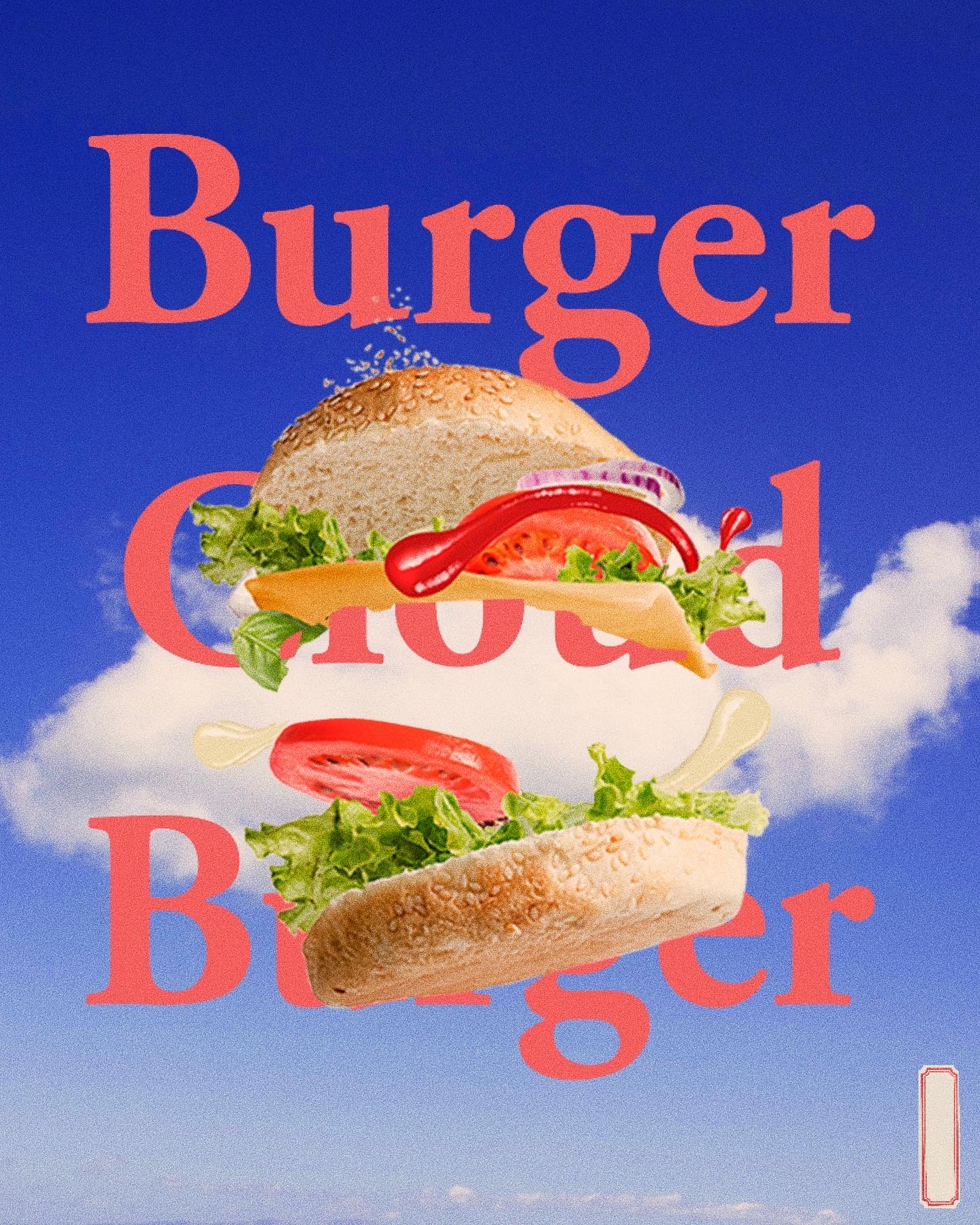 Instagram post: Floating burger among clouds poster