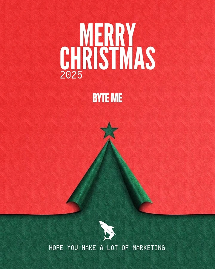 Christmas creative ad: Red paper peeled back to reveal a green triangular Christmas tree