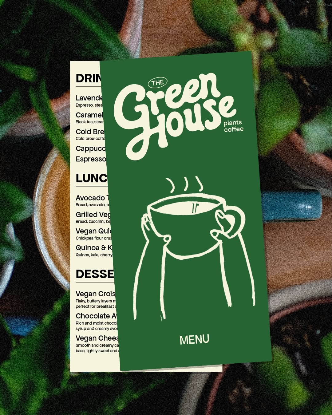 Carousel: Groovy wordmark flowing from hand-drawn arms holding phone and coffee cup, slide 6