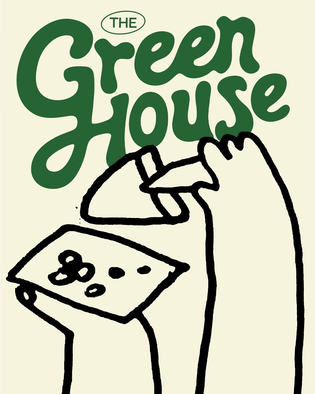 Carousel: Groovy wordmark flowing from hand-drawn arms holding phone and coffee cup, slide 7