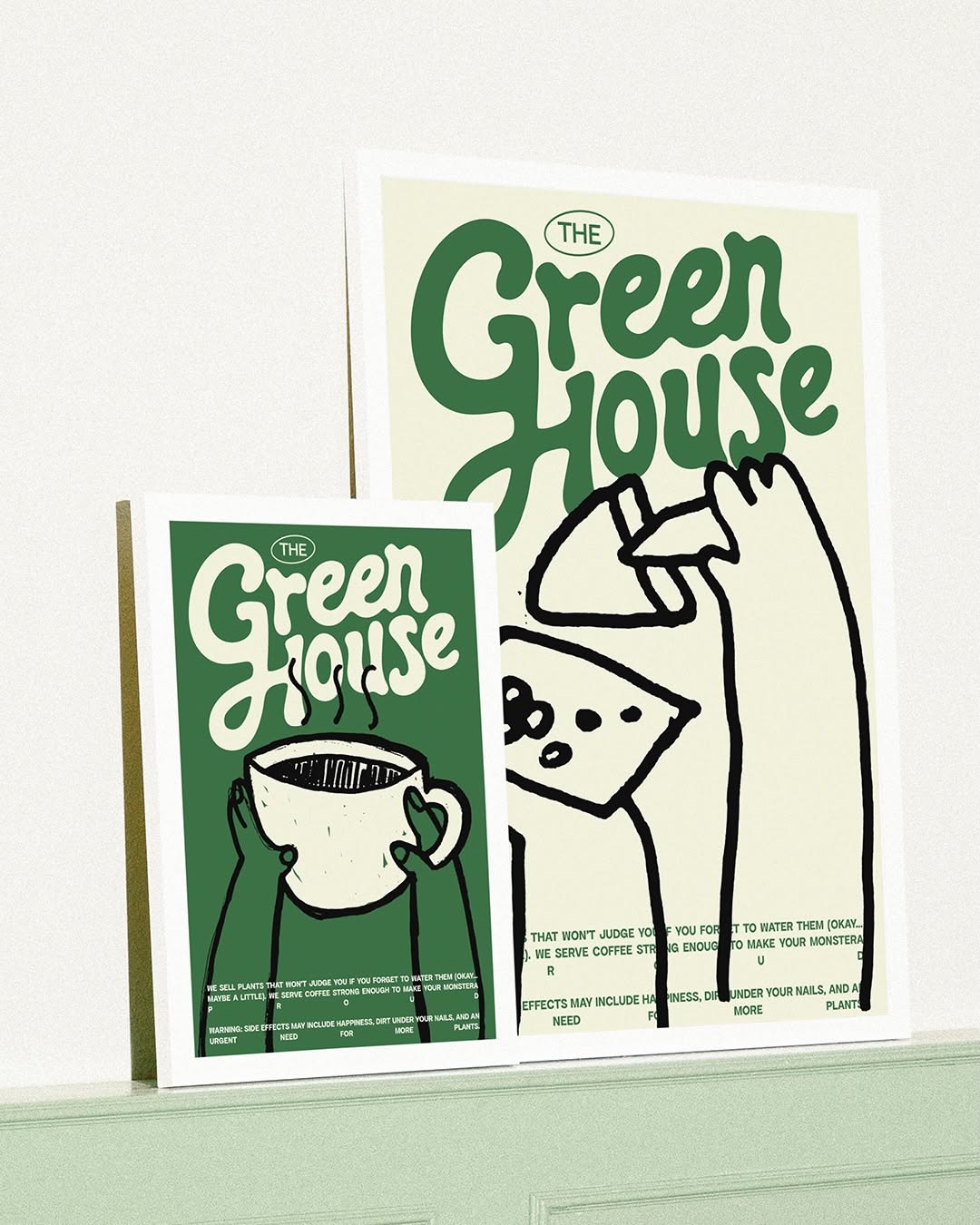 Carousel: Groovy wordmark flowing from hand-drawn arms holding phone and coffee cup, slide 10