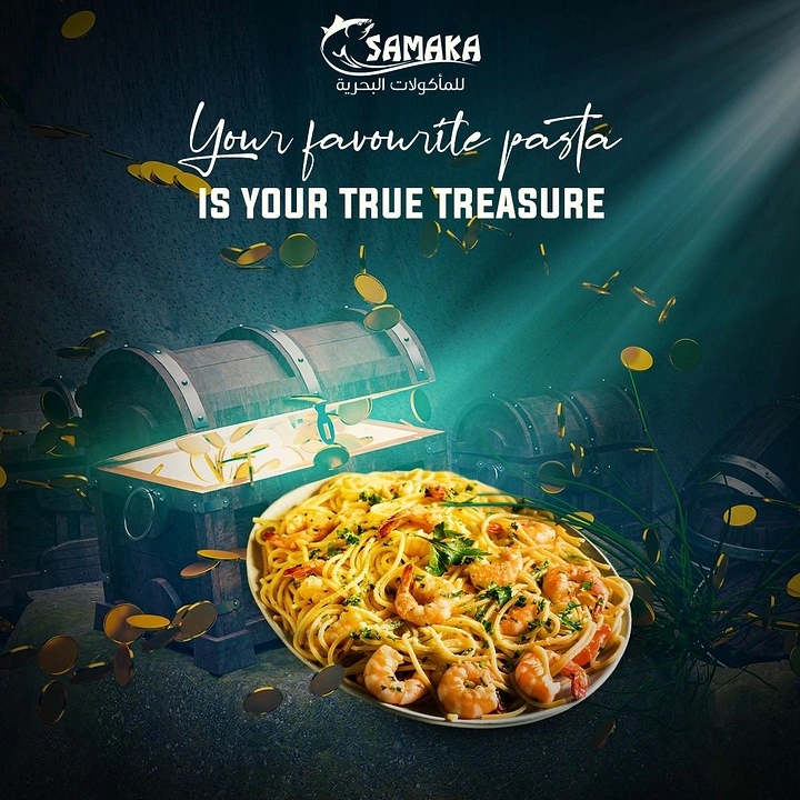 Seafood Restaurants creative ad: Treasure chest turns seafood into discovery metaphor