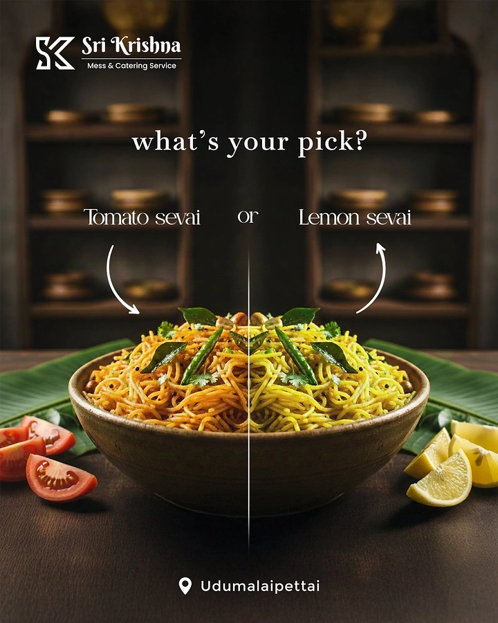 Indian Restaurants creative ad: Split-screen pick-your-side noodle concept