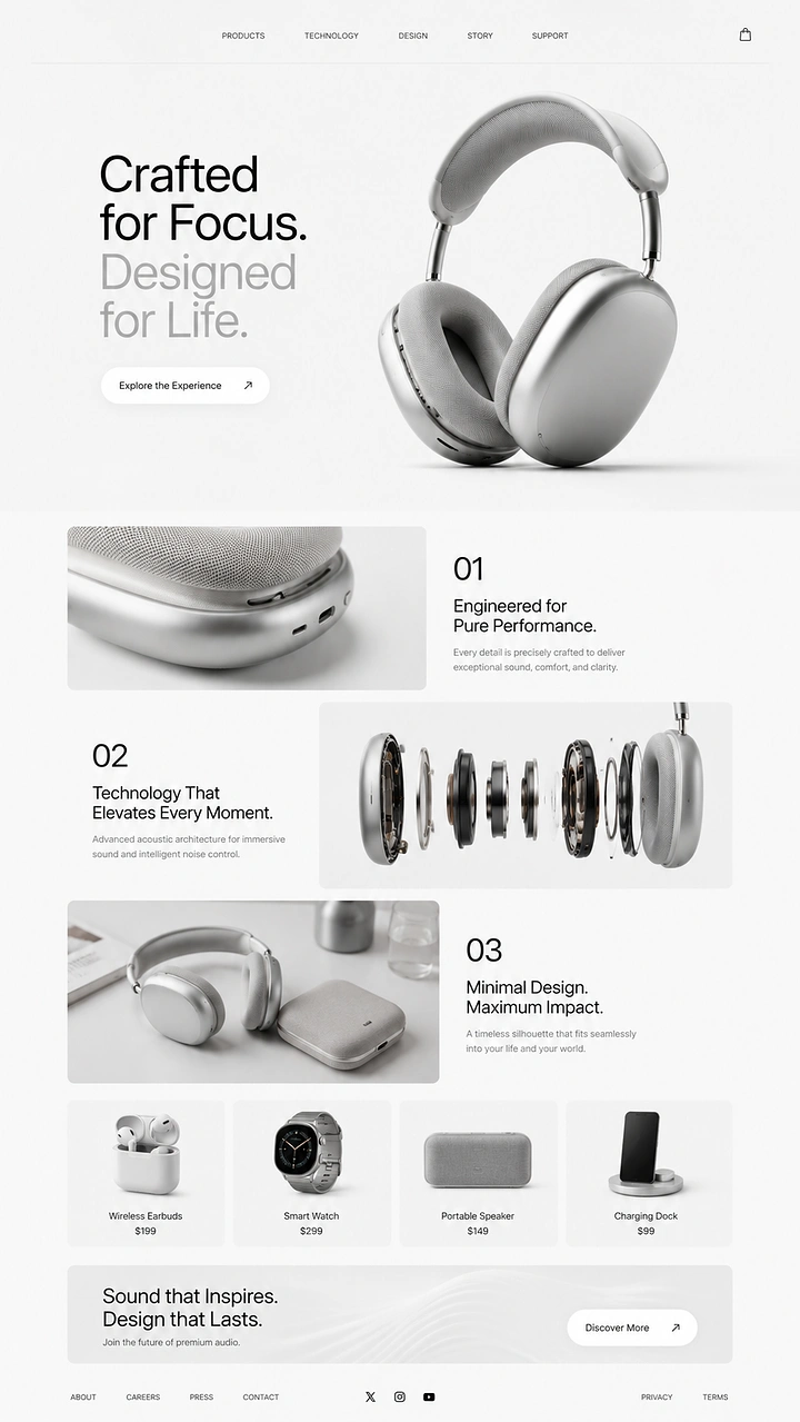 Phone Cases & Mobile Accessories creative ad: Premium headphone product and packaging presentation