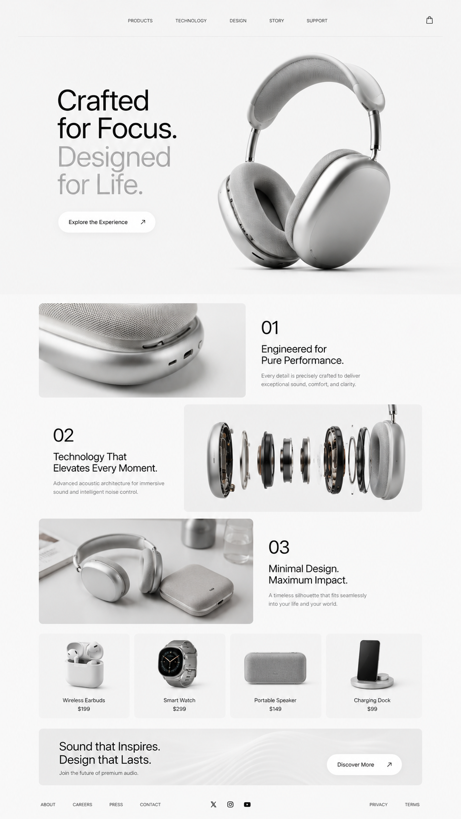 Story: Premium headphone product and packaging presentation