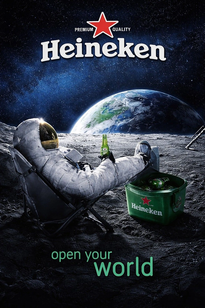 Creative ad: Astronaut lounging on moon with beer