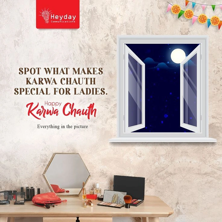 Karwa Chauth creative ad: Spot-the-products puzzle with moonlit window