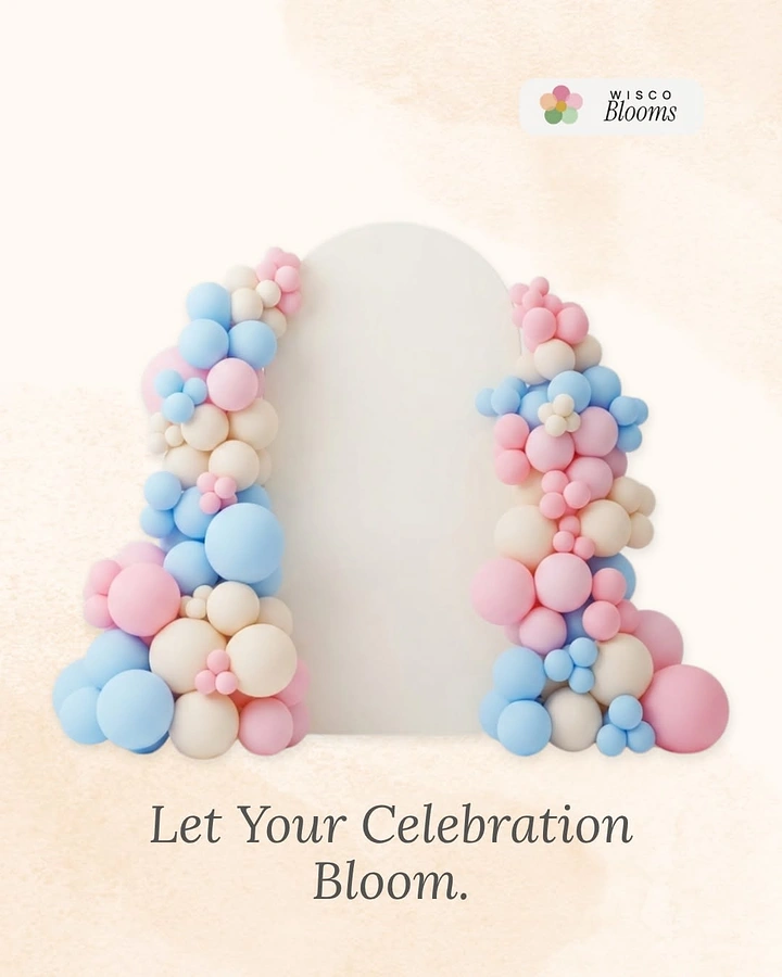 Balloon & Party Decorators creative ad: Celebration bloom metaphor feels distinctive
