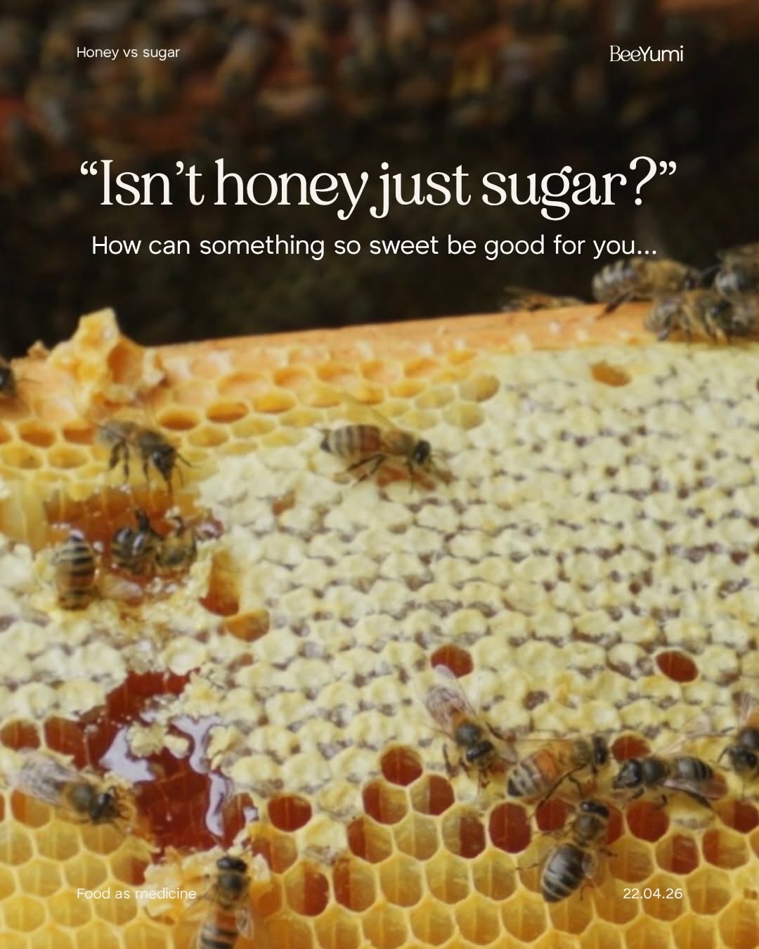 Instagram post: Witty sugar-versus-honey question, slide 1
