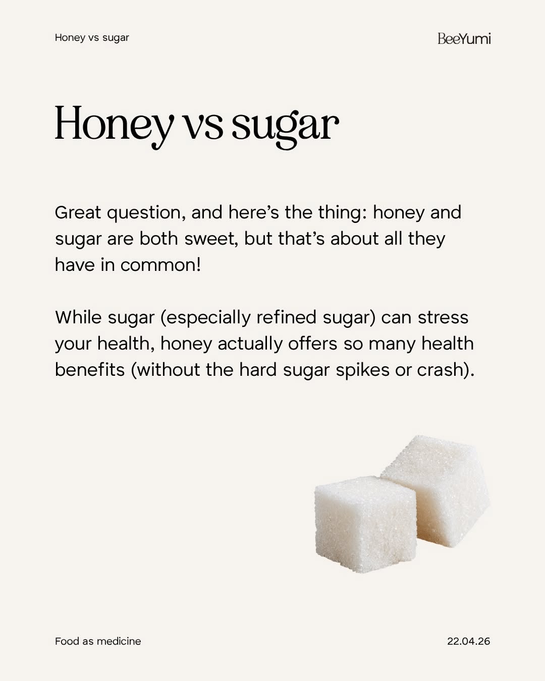 Instagram post: Witty sugar-versus-honey question, slide 2