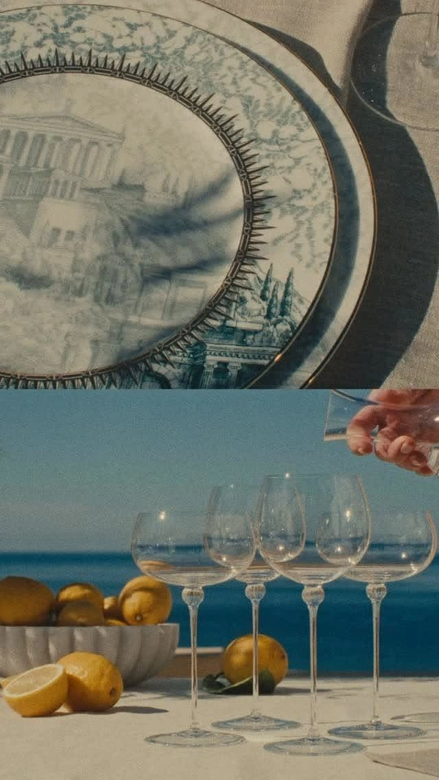 Tableware & Crockery creative ad: Plate imagery paired with coastal still life