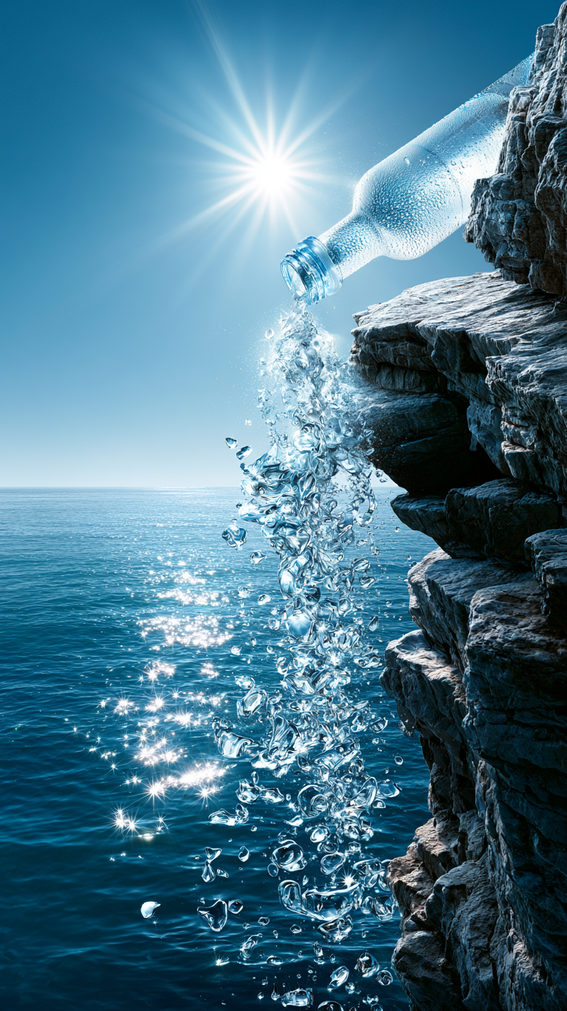 Story: Bottle pours dramatically from cliff
