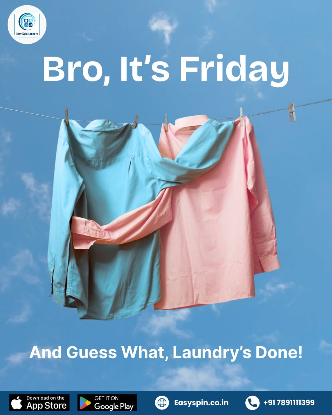 Instagram post: Hugging shirts, witty Friday copy