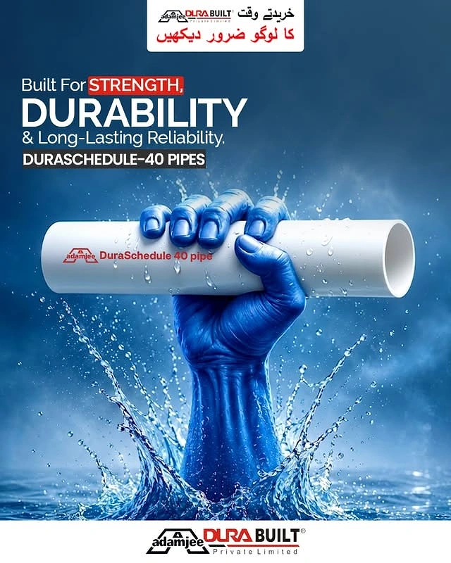 Plumbers creative ad: Water-splash fist gripping pipe for strength