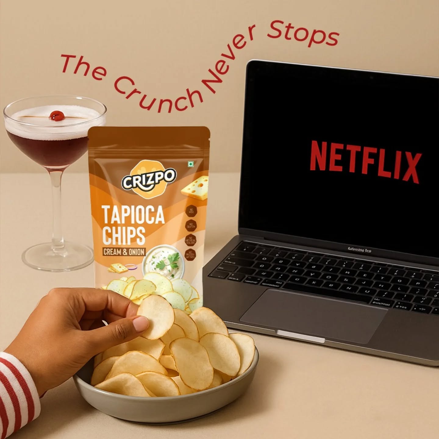 Instagram post: Netflix binge pairing, crunch never stops