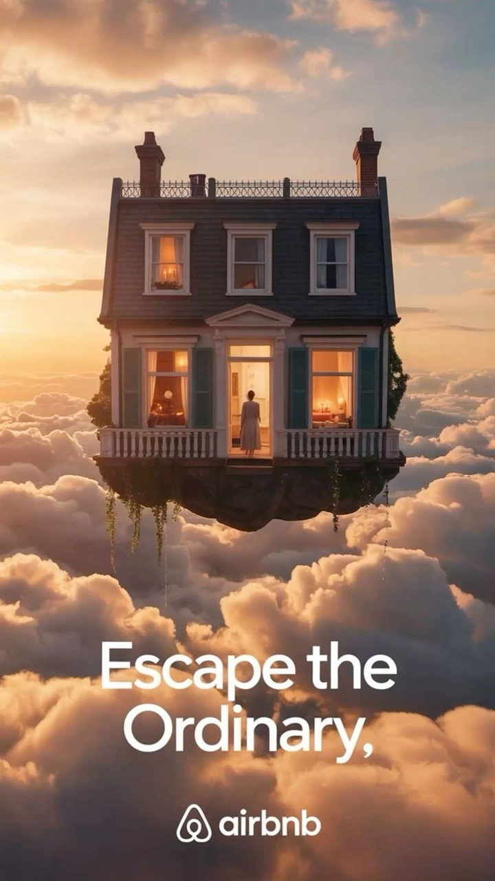 Vacation Rentals & Holiday Homes creative ad: Floating home visualizes escape