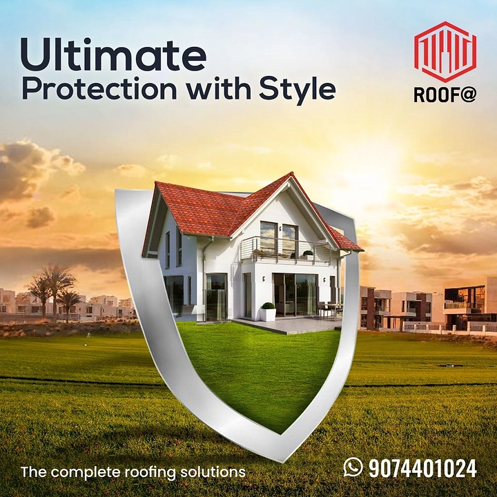 Roofing creative ad: House cradled inside protective shield