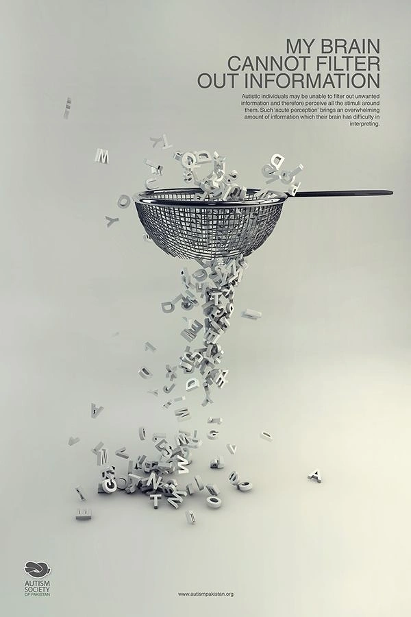 Nonprofit & Social Cause creative ad: Metal sieve with 3D letters pouring straight through it