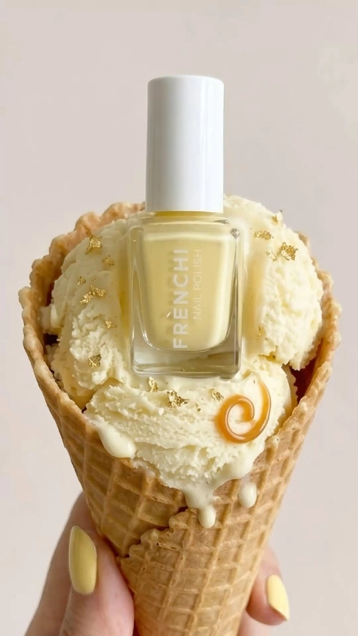 Nail Polish Brands creative ad: Polish bottle becomes ice cream topping