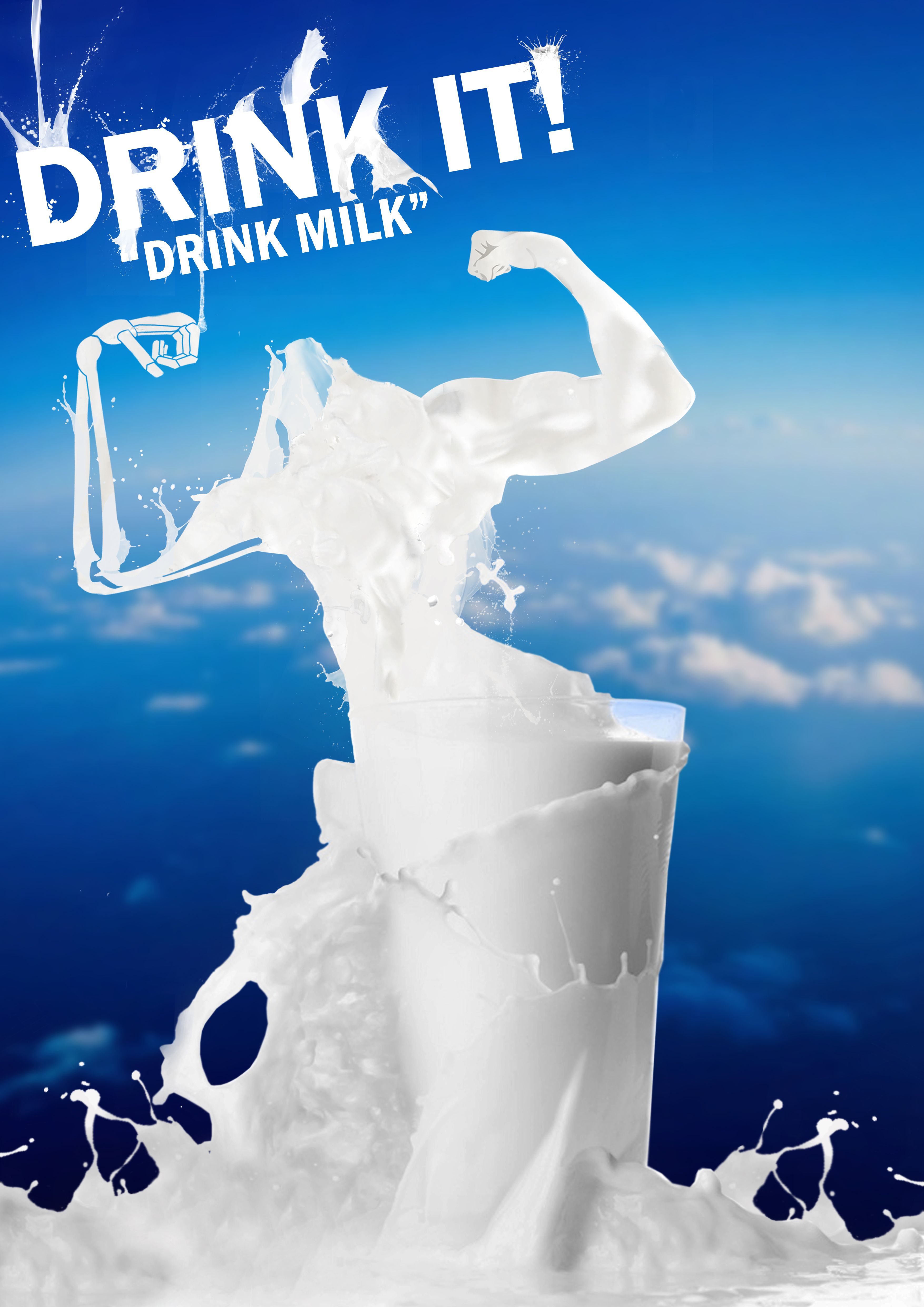 Story: Milk splash flexing muscle arm
