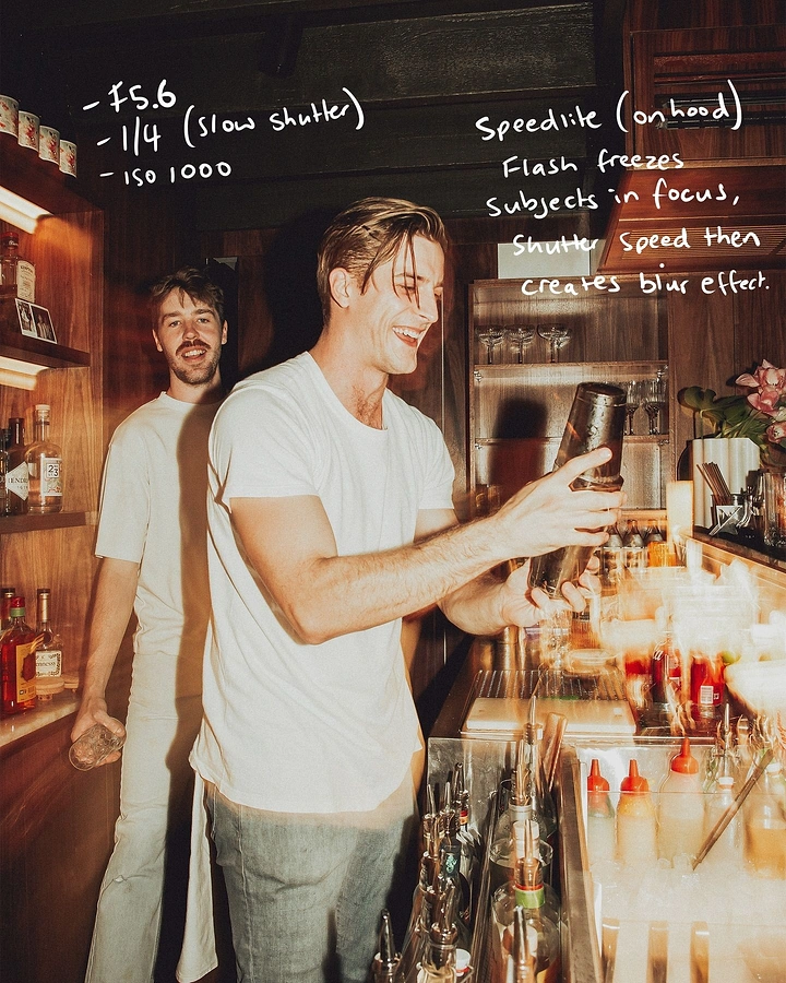 Bars & Pubs creative ad: Behind-the-scenes notes frame bartender