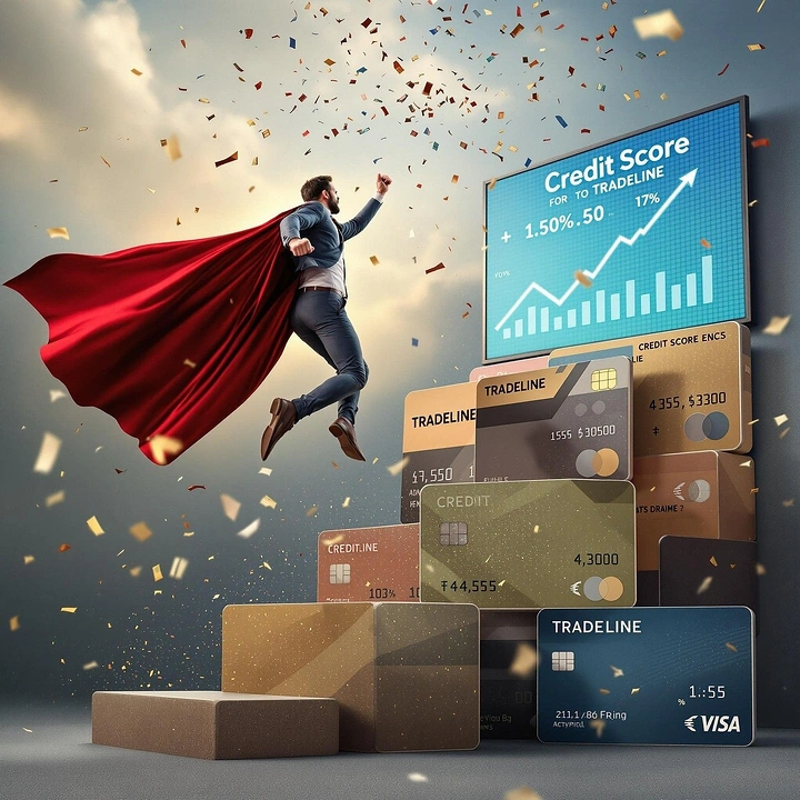 Credit Repair & Credit Score Services creative ad: Superhero credit-score improvement metaphor