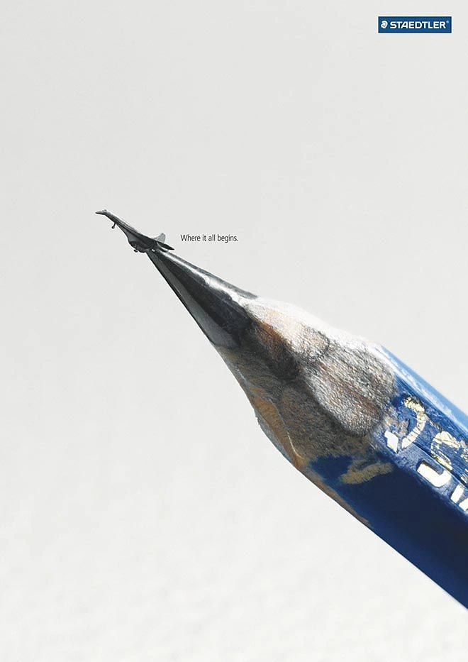 Pens & Writing Instruments creative ad: Pencil tip launches a flying metaphor