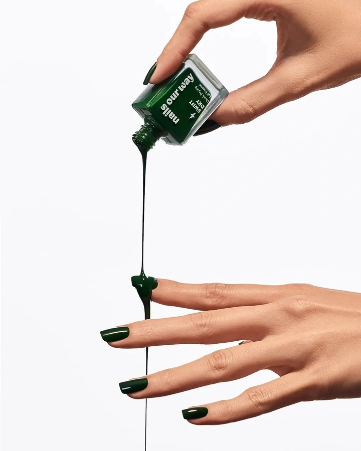 Nail Polish Brands creative ad: Green polish forms dramatic stream
