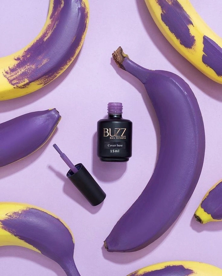 Nail Polish Brands creative ad: Purple polish echoes banana forms
