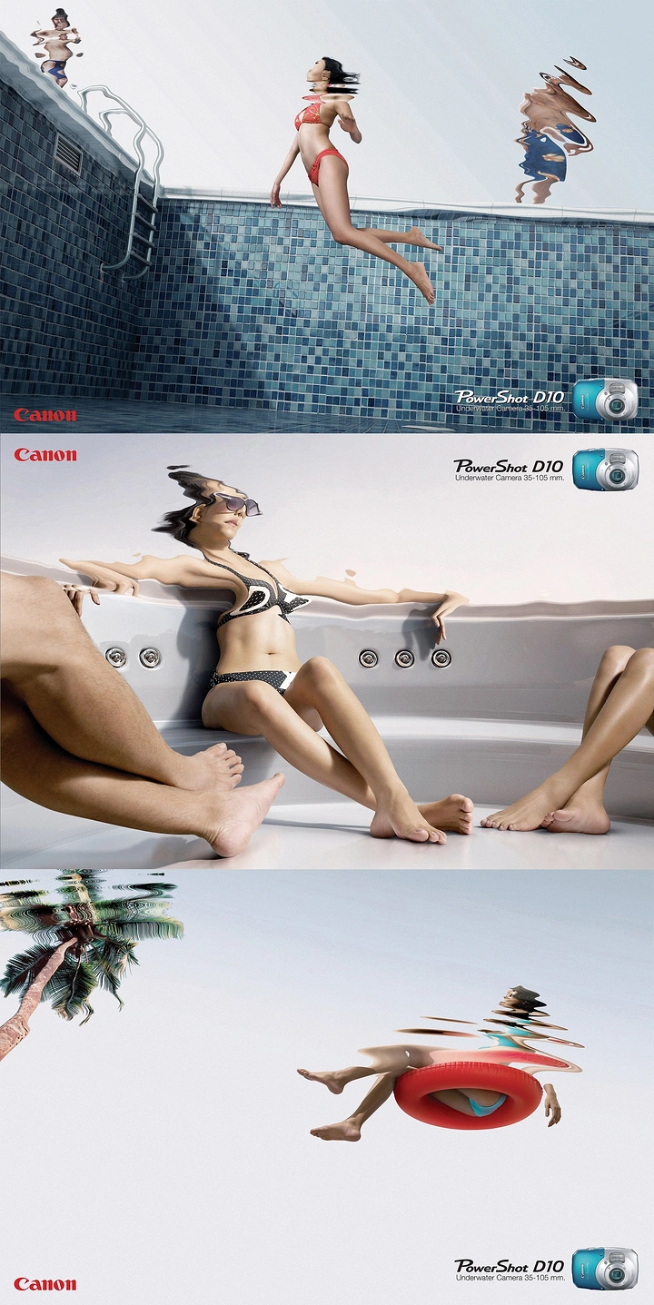 Cameras & Camera Stores creative ad: Water reflection reveals underwater scene