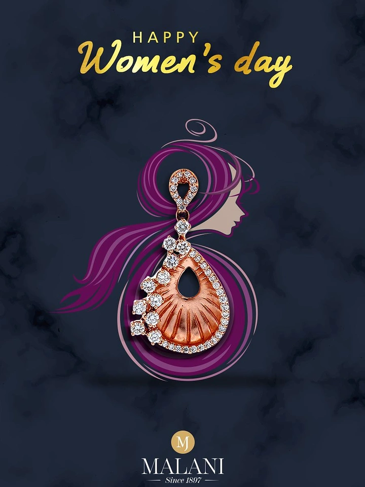 Women's Day creative ad: Brand earring forms 8 with woman's hair