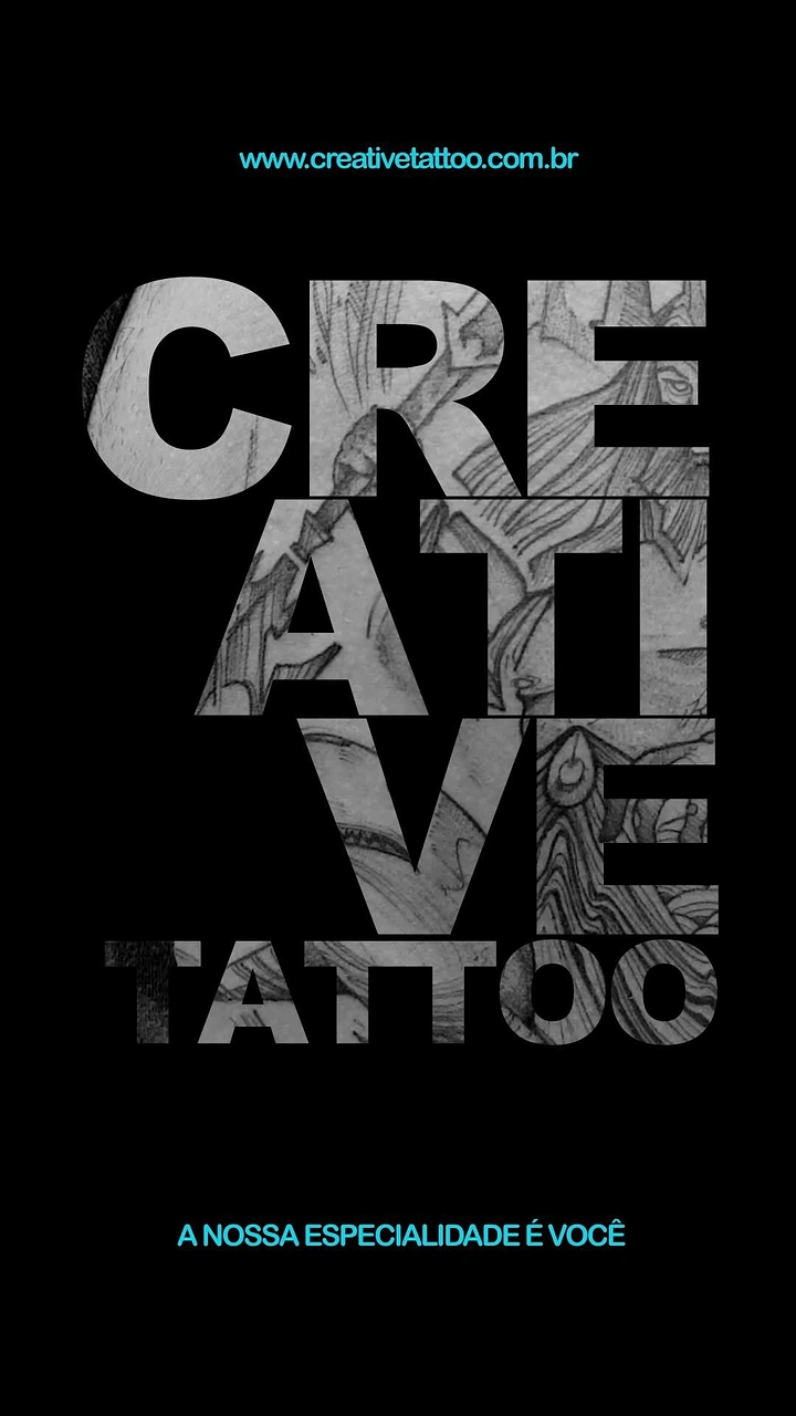 Tattoo Studios creative ad: Tattoo imagery masked inside bold type