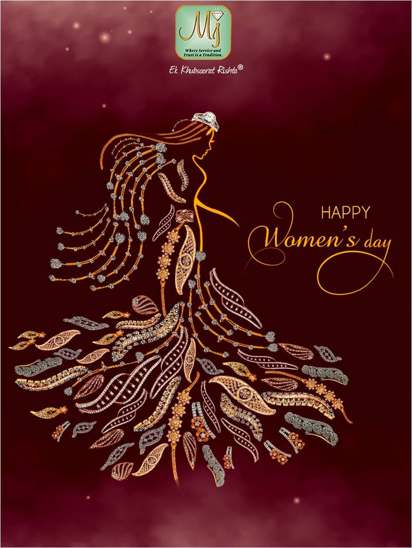Women's Day Instagram post: Woman figure composed of gold and diamond jewellery