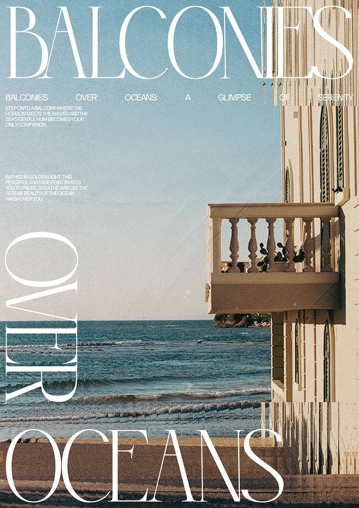 Vacation Rentals & Holiday Homes creative ad: Editorial balcony-over-ocean visual premise