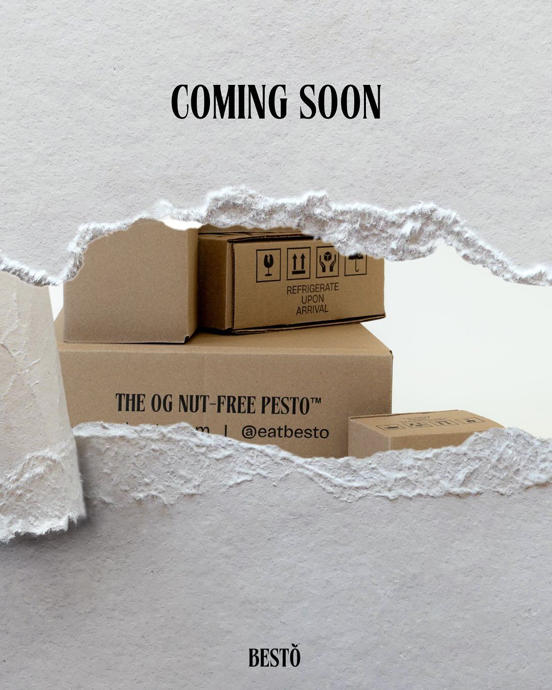 Instagram post: Kraft shipping boxes revealed through torn paper
