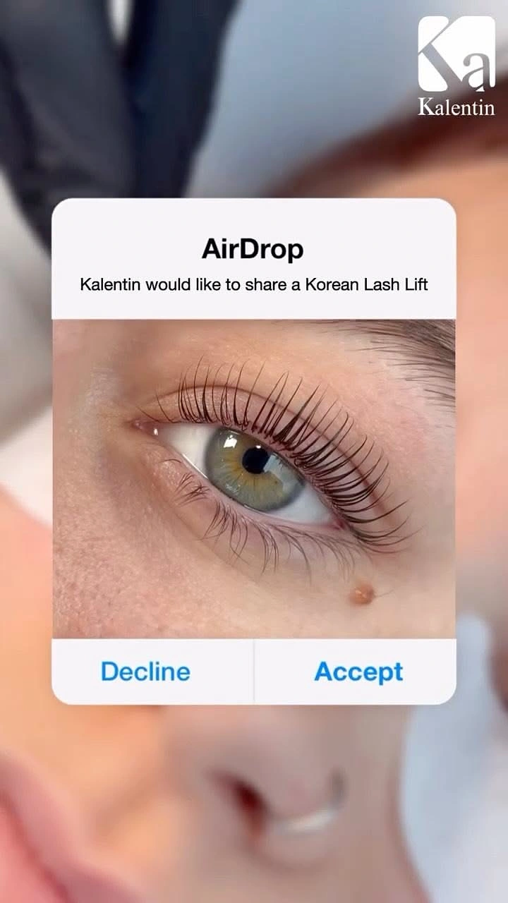 Lash & Brow Studios creative ad: Korean lash lift presented as an AirDrop invitation