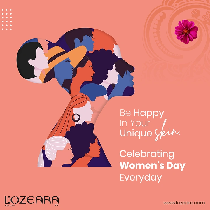 Women's Day creative ad: Profile silhouette filled with diverse women