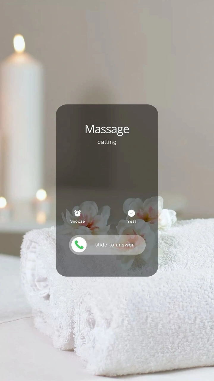 Spa & Massage creative ad: 'Massage calling' phone-screen metaphor over spa
