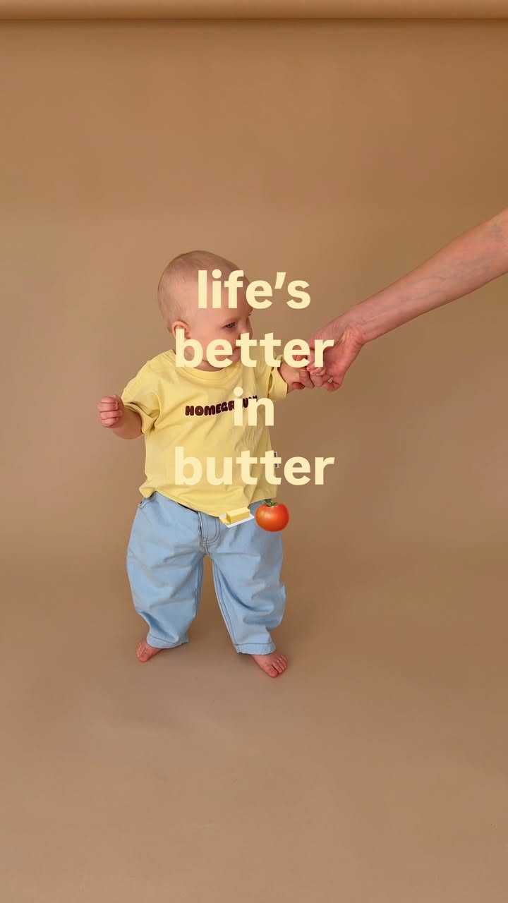 Story: Butter-yellow outfit, 'life's better in butter' pun