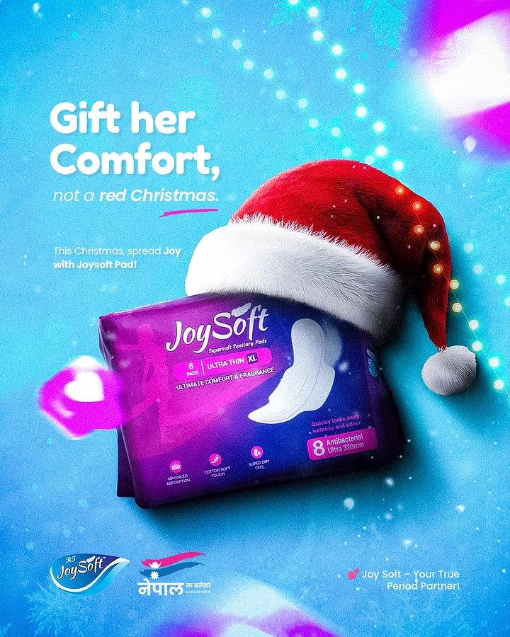 Period Care & Feminine Hygiene creative ad: Pad transformed into Christmas gift symbol