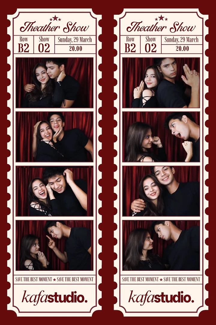 Photo Booth Rentals creative ad: Photo strips recast as ticket stubs