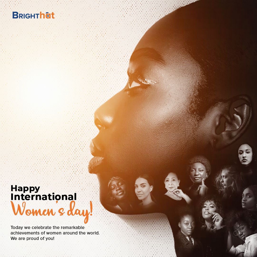 Woman's side profile with a collage of diverse women's portraits in the neck