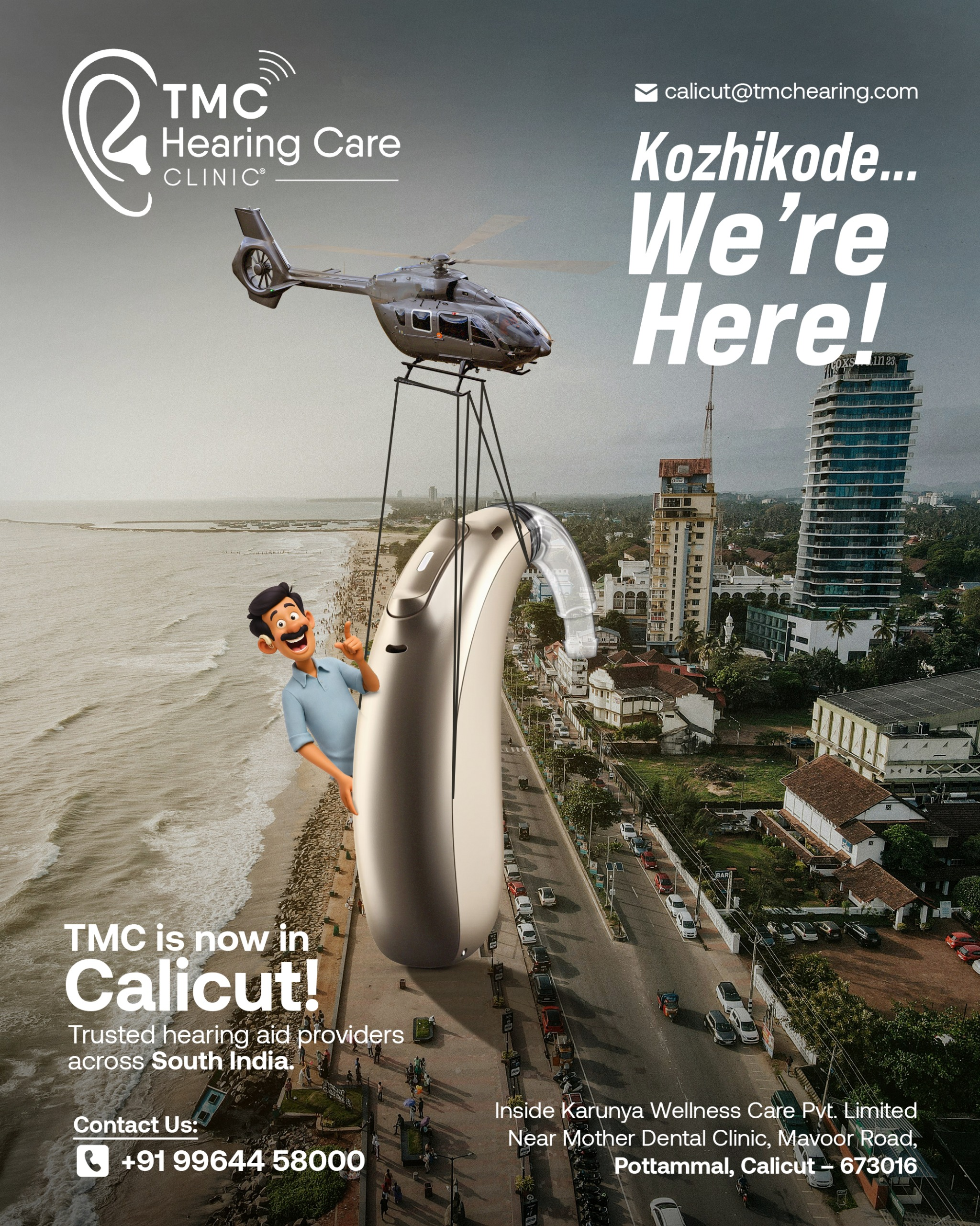 Instagram post: Helicopter drops giant hearing aid on city